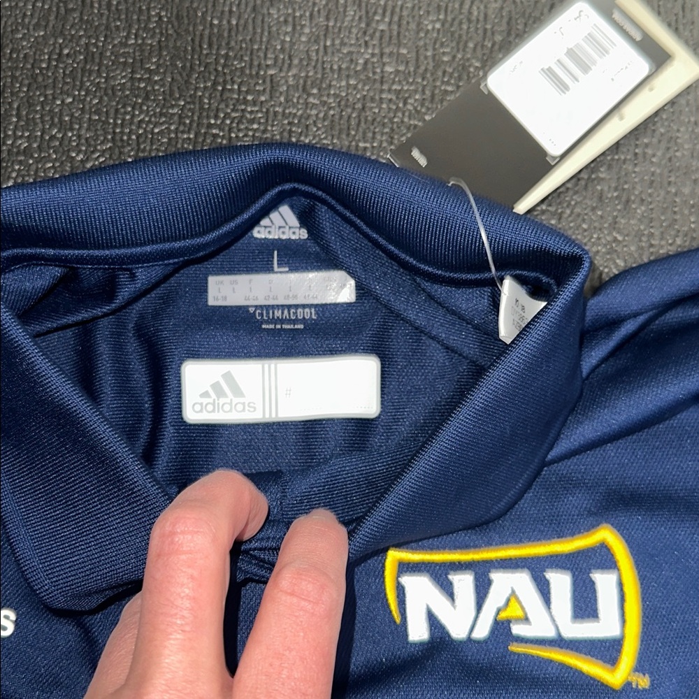 NWT Adidas women’s Blue Polo Shirt with NAU size Large - Picture 4 of 10